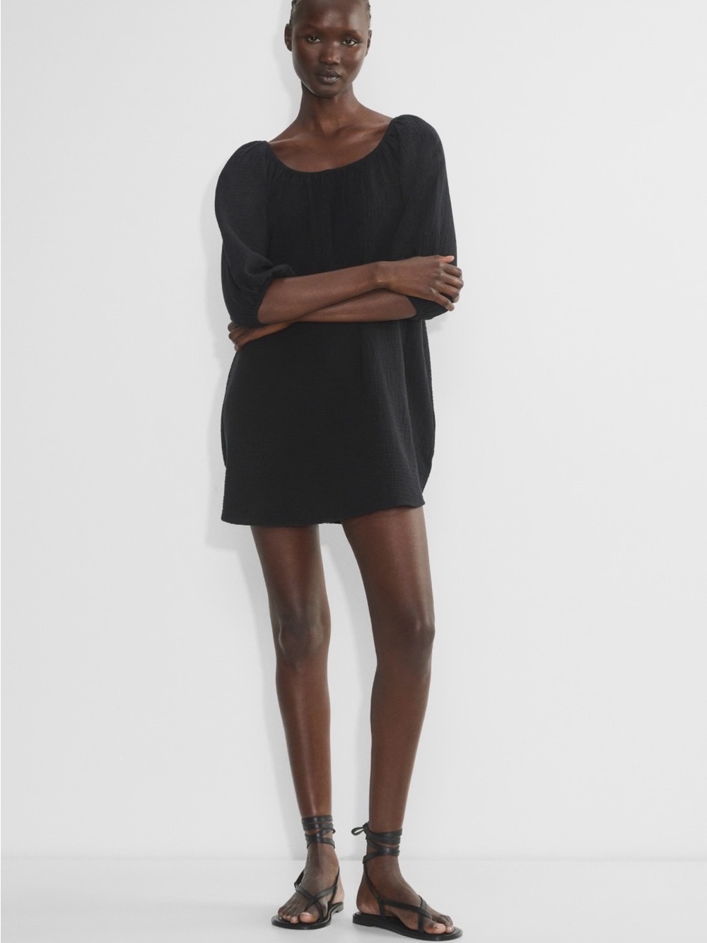 Aritzia Little Moon Black Muslin Dress